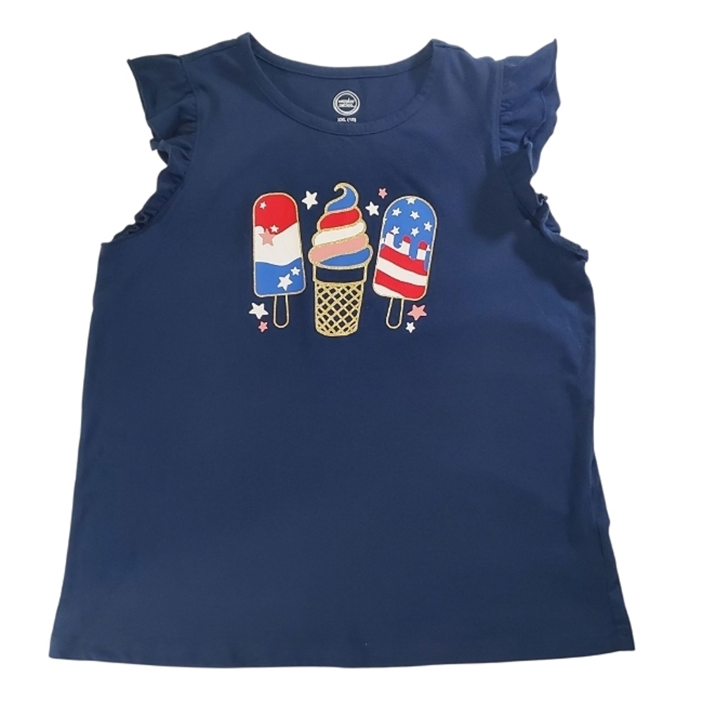 K1283 * Wonder Nation Girls Popsicle Graphic Tee Navy Blue Size XXL (18) NWOT